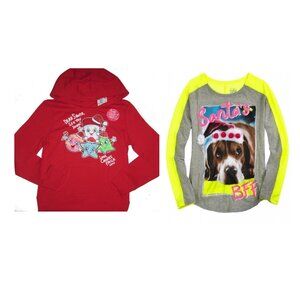 Justice Girls Christmas Hoodie & Tee Bundle NWT